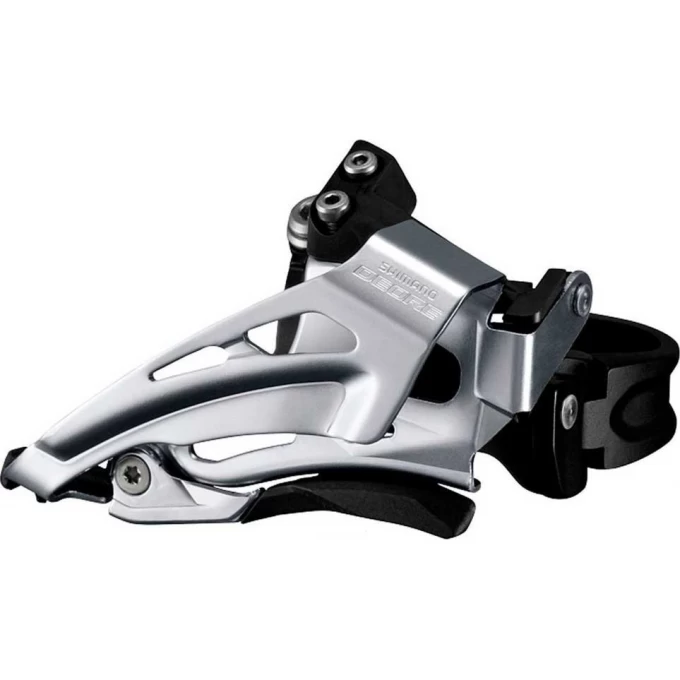 Переключатель передний SHIMANO DEORE, M618, E-тип, для 2X10,без BB пластины, универсальная тяга, черный IFDM618E6X Переключатель передний SHIMANO DEORE, M618, E-тип, для 2X10,без BB пластины, универсальная тяга, черный IFDM618E6X