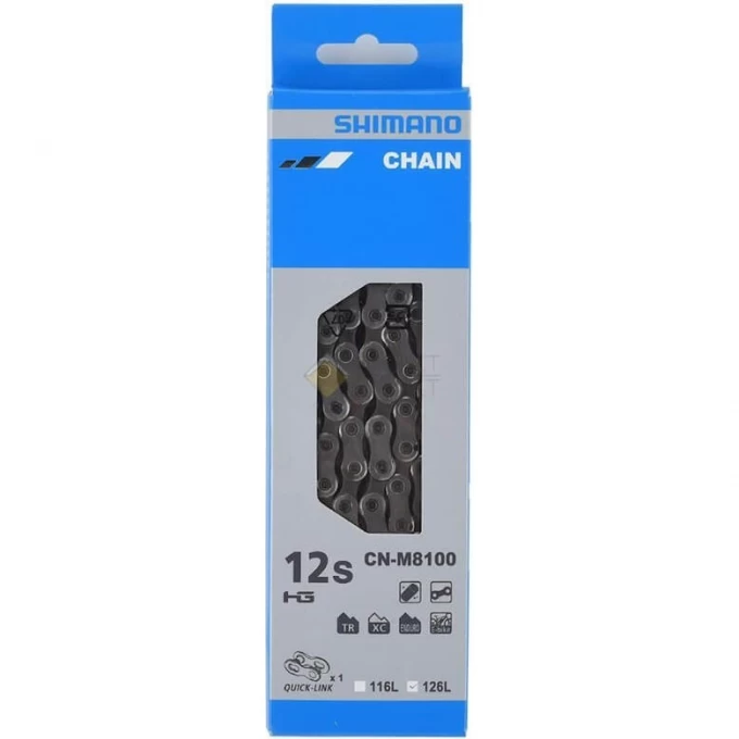 Цепь SHIMANO XT, M8100, 11/12 скоростей, 126 звеньями, с замком ICNM8100126Q Цепь SHIMANO XT, M8100, 11/12 скоростей, 126 звеньями, с замком ICNM8100126Q
