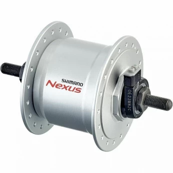 Втулка динамо SHIMANO 3D32, 36 отверстий, 6V-3W, под гайки, диск под 6 болтов с SM-DH10, серебристый